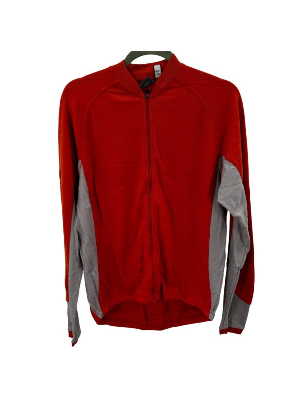 Ibex Merino Wool Cycling Jersey Men's L Orange Gray Full Zip Long Sleeve Bike